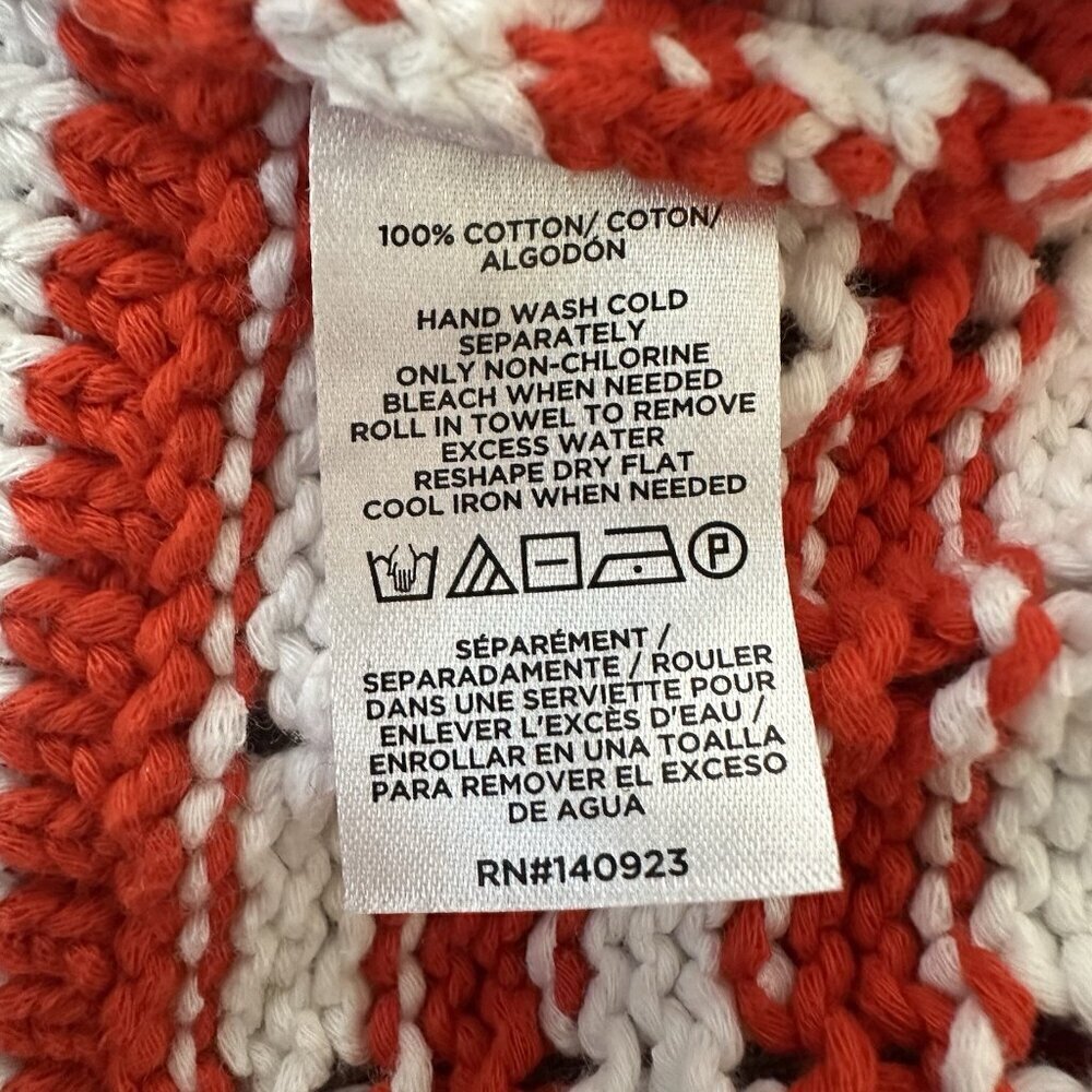 Loft Medium Stripe Open Weave Stitch Boatneck Sweater Red White Xmas Holiday Y2K - Picture 10 of 10